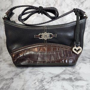 Genuine Brighton Handbag | Black Exterior | Red Interior
